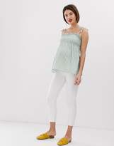 Thumbnail for your product : Glamorous Bloom tie shoulder smock top in natural stripe-Green
