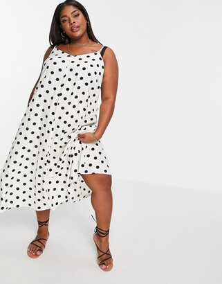 Vero Moda Curve midaxi cami dress in black and white polka dot - ShopStyle