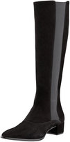 Thumbnail for your product : Prada Tall Pointed-Toe Suede Boot, Black