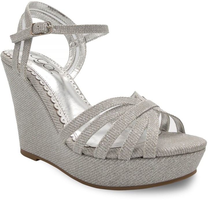 silver glitter wedge sneakers