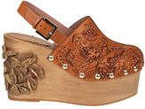 Thumbnail for your product : RED Valentino Embellished Leather & Wood Clogs