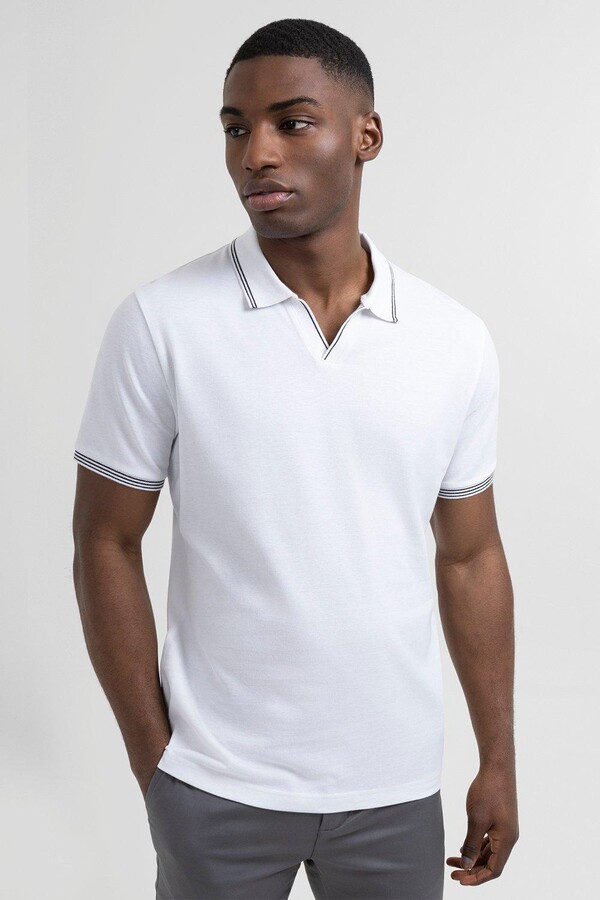 Steel & Jelly White Open Collar Short Sleeve Polo Shirt - ShopStyle