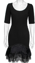 Black Wool & Lace Trimmed Dress S 