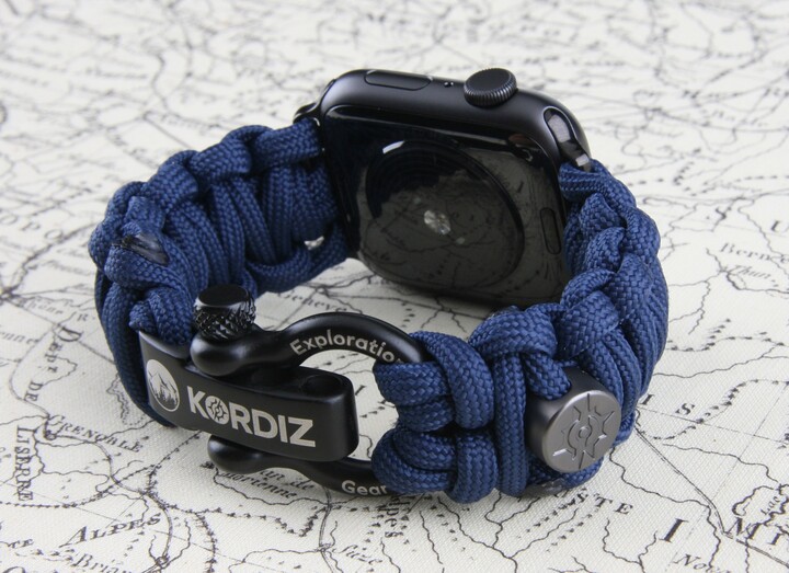 Paracord Apple Watch Band | 49mm 45mm 44mm 42mm Cord Strap Series 8 7 Se 6 5 4 3 2 1 & Ultra [Navy Blue] [Handmade]