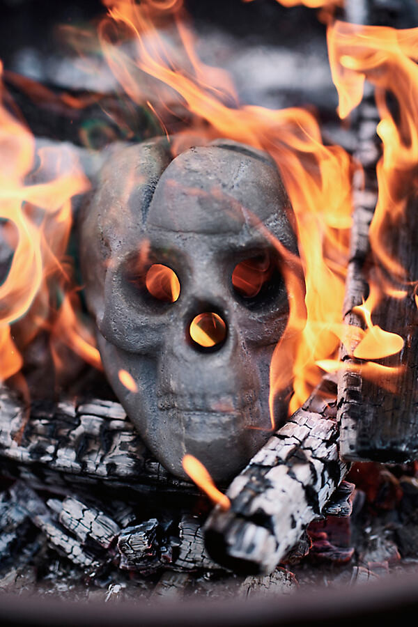 Skull Ceramic Fire Pit Accent