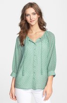 Thumbnail for your product : Olivia Moon Print Front Button Peasant Blouse