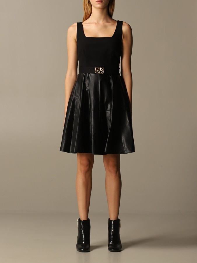 Pinko Oliviero Stitch Fabric With Faux Leather Skirt - ShopStyle Dresses