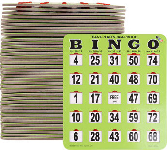 GSE Games & Sports Expert 200-Pack Jumbo Easy-Read Shutter Bingo Cards, Finger-Tip Shutter Slide Bingo Cards with Sliding Windows