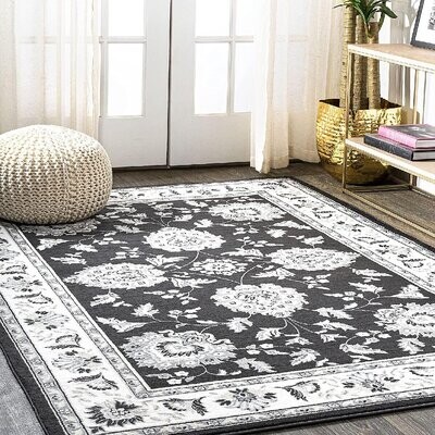 ALAZA Floral Print Hipster Bunny Rabbit Area Rug Rugs for Living Room Bedroom 5'3 x 4' 