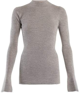 Stella McCartney High Neck Cotton And Alpaca Blend Sweater - Womens - Grey
