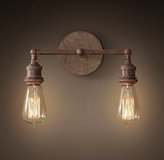 Thumbnail for your product : Restoration Hardware 20th C. Factory Filament Bare Bulb Double Sconce - Weathered Rust