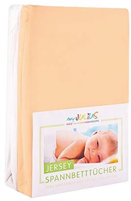 Zöllner Julius Jersey Fitted Sheet Double Pack for Child's Bed 60 x 120/70 x 140 cm Apricot and White