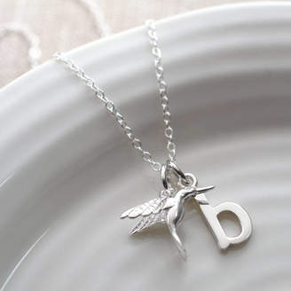 Lily Charmed Silver Hummingbird Necklace With Sapphire