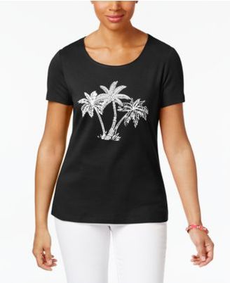 Karen Scott Palm Tree Graphic Cotton Top, Created for Macy's