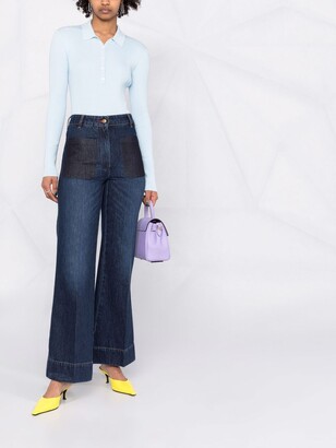 VVB Contrasting-Pockets Flared Jeans