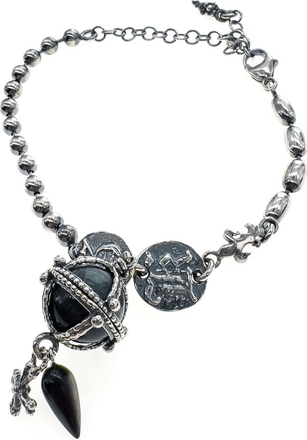 GEM Kingdom Silver / Black Back To The Future - Sterling Silver Bracelet With Hawkeye Bead