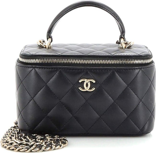Chanel Classic Top Handle Vanity Case with Chain Quilted Lambskin