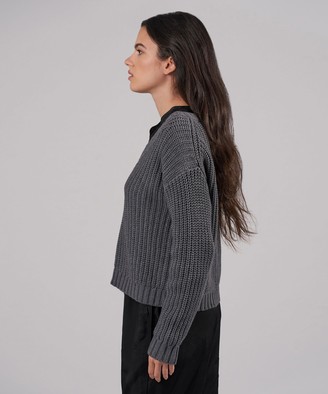 ATM Cotton Cashmere Chunky V-Neck Pullover - Heather Charcoal