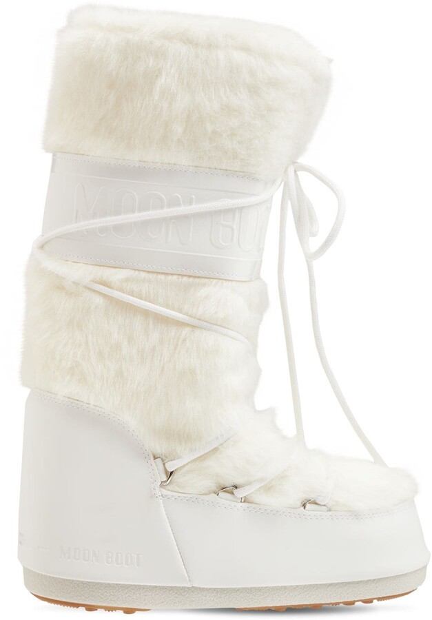 fur boots white