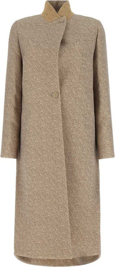 Fendi Wool-Silk Coat with Mink Fur Cuffs - ShopStyle