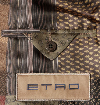 Etro Velvet and Calf Hair-Trimmed Plaid Wool-Blend Coat