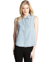 Thumbnail for your product : Rag and Bone 3856 Rag & Bone light blue denim button front 'Tent' sleeveless top