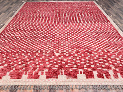 Bungalow Rose 9'1\ x 12'5\ New Hand Knotted Red Wool Rectangle Oriental Rug - MOA10286500