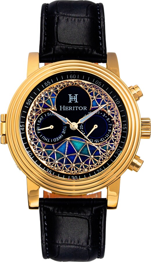 Heritor Automatic Legacy Leather-Band Watch w/Day/Date