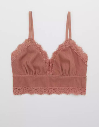 Aerie Spicy Coral Classic Lace Bralette M