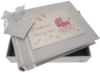 White Cotton Cards Grandparent's Boasting Book Small Album (Pink Pram and Bunting)