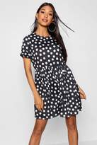 Thumbnail for your product : boohoo Polka Dot Gathered Waist Smock Dress