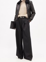 Thumbnail for your product : Nili Lotan Kenzie Shearling-collar Leather Bomber Jacket - Black
