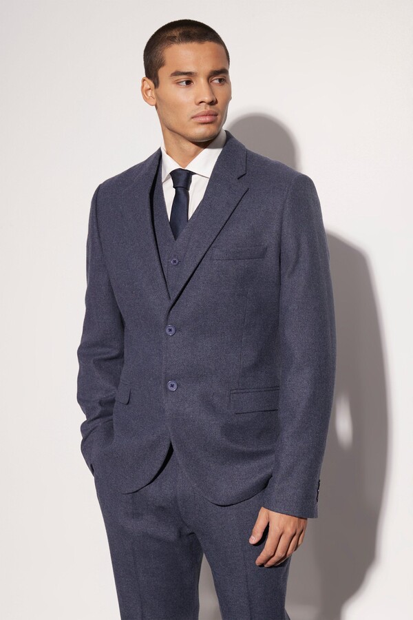 boohoo Slim Wool Tweed Single Breasted Suit Jacket - ShopStyle