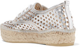 Thumbnail for your product : Loeffler Randall Alfie Perforated Metallic Leather Espadrilles - Silver
