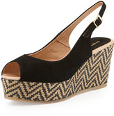Thumbnail for your product : Andre Assous Jaime Raffia Slingback Wedge, Black Suede