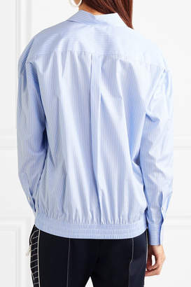 Valentino Embellished Appliquéd Striped Cotton-poplin Shirt - White