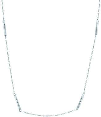 Crislu Women's 925 Sterling Silver Round Clear Cubic Zirconia DBY Bars Necklace of Length 40.64-45.73cm