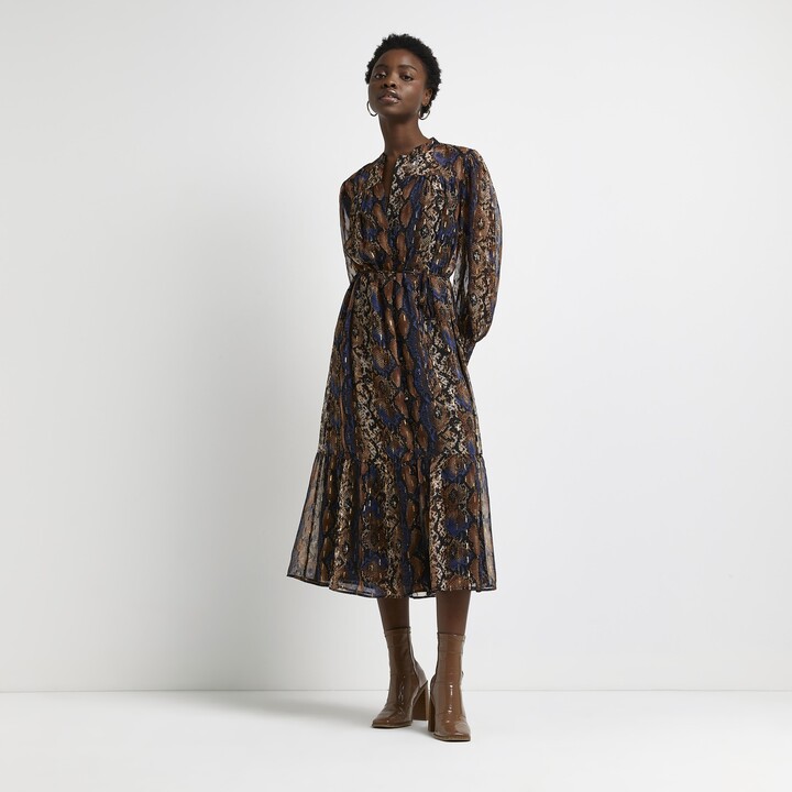 snake print midi dress