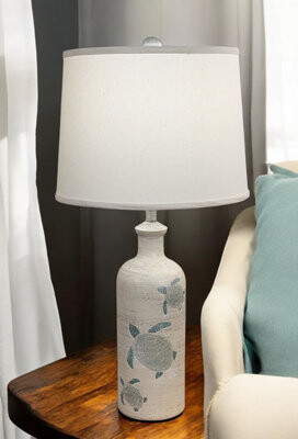 Rosecliff Heights Cottage/Tide Etched Turtle Table Lamp