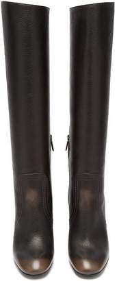 Bottega Veneta Intrecciato Heel Leather Knee High Boots - Womens - Black