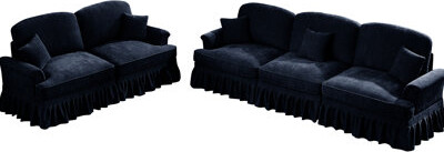 Wildon Home Classic Modular Blue With Petal - Shaped Flared , Flower Backrests, And Segmented Arms, , Silver Threaded Chenille Fabric