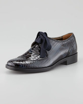 Thumbnail for your product : Lanvin Python-Print Patent Oxford, Navy Blue