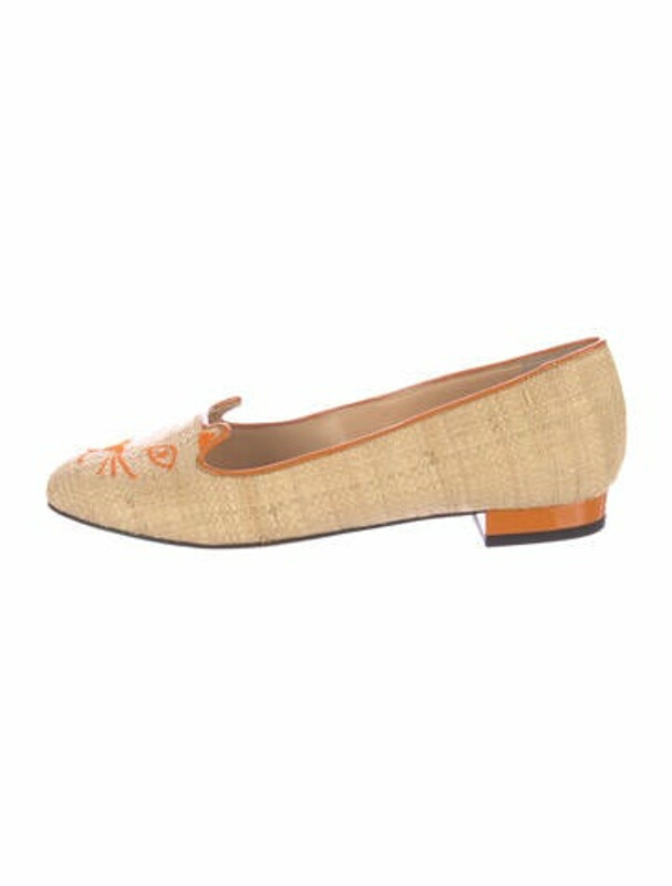 Charlotte Olympia Kitty Flats Raffia Loafers ShopStyle