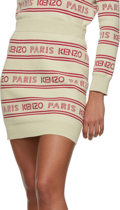 Kenzo Off-White All-Over Logo Miniskirt