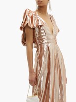 Thumbnail for your product : Roland Mouret Mooreland Silk-blend Lame Jumpsuit - Rose Gold