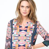 Thumbnail for your product : Soft Grey Printed Flowing Dress with 3/4 Length Sleeves