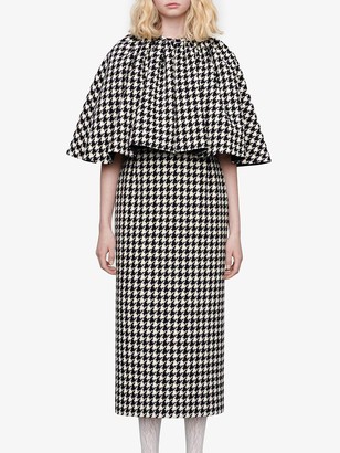 Gucci Houndstooth Cape Dress