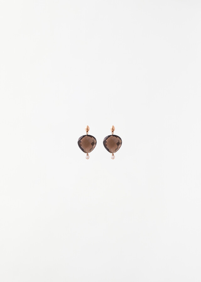 Mira Stella Smoky Quartz Earrings with Diamonds