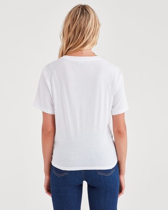 7 For All Mankind Tunnel Front Tee in Optic White