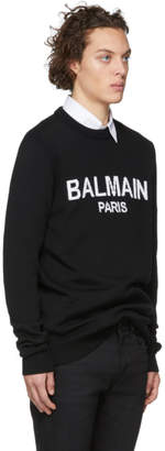 Balmain Black Virgin Wool Logo Sweater